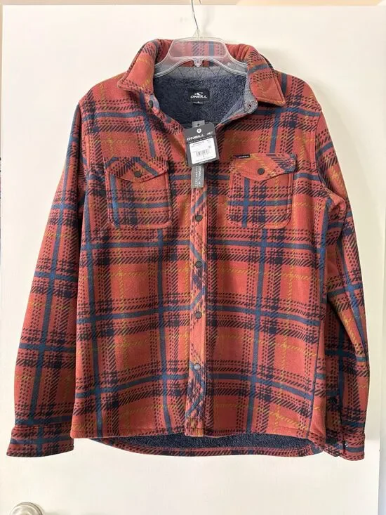 O'Neill NWT Plaid Superfleece Shacket Jacket S Sherpa Lined Flannel Men Coat