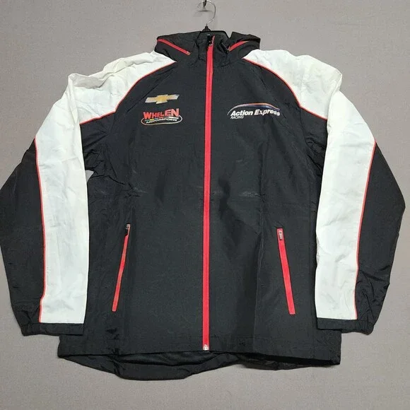 F1 2015 COTA Circuit Wind Jacket Large Mens Racing Black White Red Chevrolet LG