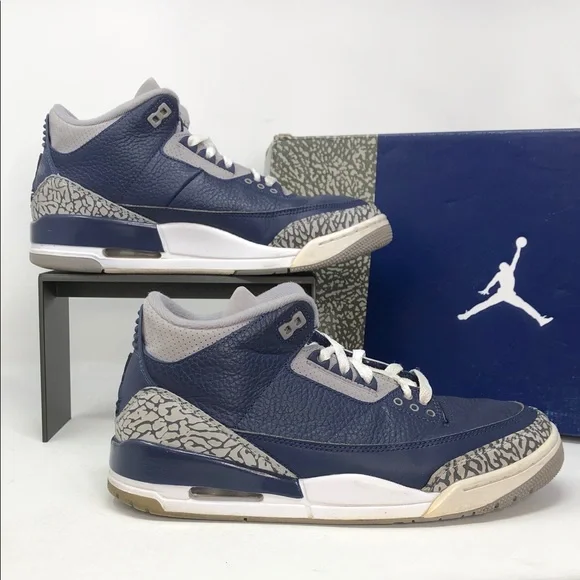 Air Jordan 3 Georgetown CT8532-401 Midnight Navy Men’s Sneakers - Size 8.5