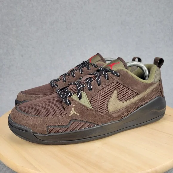Nike Jordan CMFT Era Baroque Mens 9.5 Brown Olive Suede Sneakers HJ6777-200
