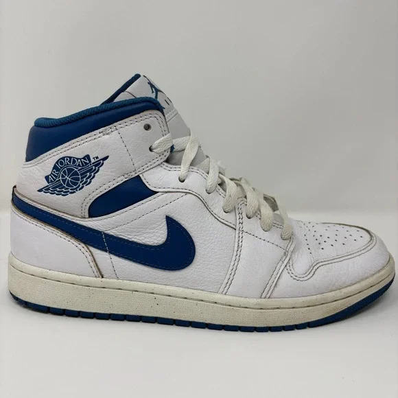Nike Air Jordan 1 Mid Size‎ 9 Men White Industrial Blue FN5215-141 Sneaker