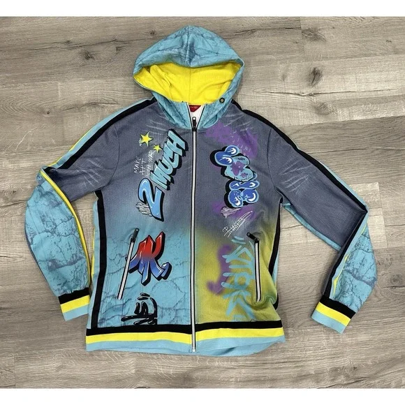 Royal 7even RS7 Men's Full‎ Zip Hoodie Graffiti/Blue, Size Medium READ