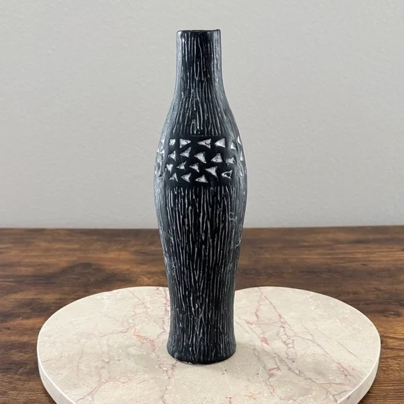 Black and White Textured Vase