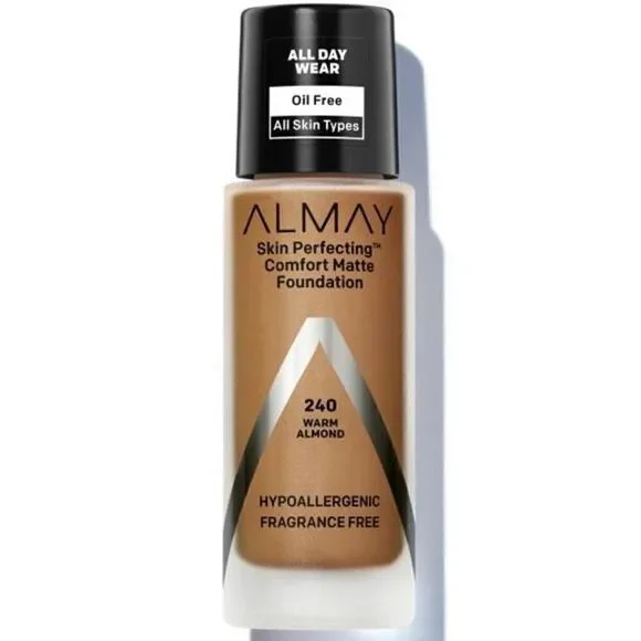 240 Almay Skin Perfecting Comfort Matte Foundation Hypoallergenic Warm Almond