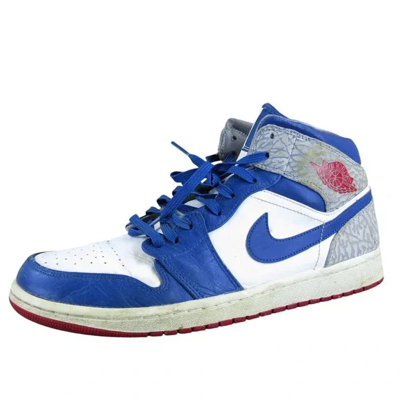 Jordan Men 1 Retro Mid True Blue Sneaker Multicolor Leather 11 Medium  Used 2025