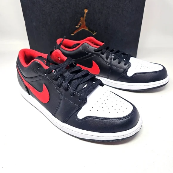 NIB Nike Air Jordan‎ 1 Low White Toe Black Gym Red 553558-063 Men's Size 11 New.