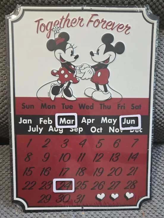 Disney Together Forever Perpetual Calendar in Red and Black