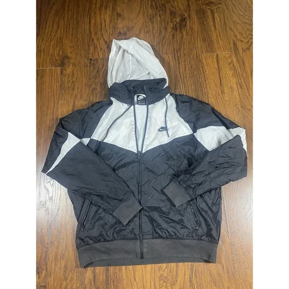 Nike Vtg 90s Y2K Panda Lrg Windrunner Windbreaker Jacket Black White Nylon Glanz