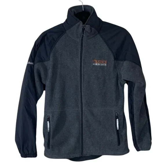 Columbia Full Zip Fleece Jacket Men's Small Charcoal BRAND EMBROIDERY