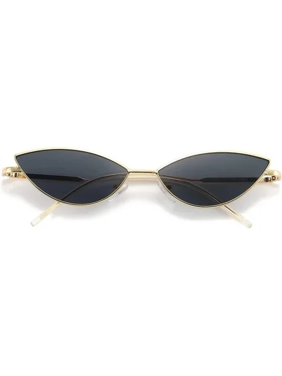 Women's Cat Eye Cute Sunglasses Triangle Vintage Trendy Cool Sun Glasses Black