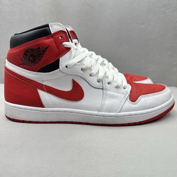 Mens Size 14 Nike Air Jordan 1 Retro High OG Heritage Shoes‎ White Red Sneakers