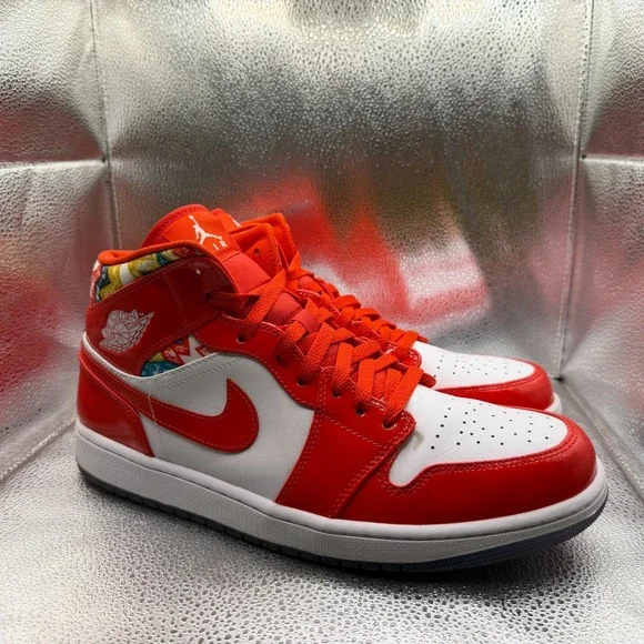 Size 12 Air Jordan 1 SE Mid Barcelona Sweater‎ Chile Red Mens Shoes DC7294-600