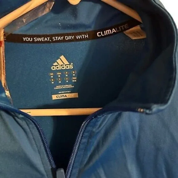 Adidas Climalite Men's Med Full Zip Blue‎ Track Jacket Windbreaker size
