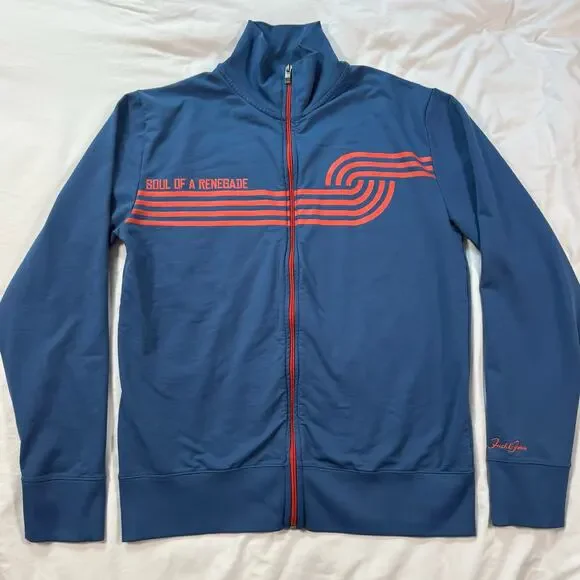 Jack & Jones blue track Jacket Full Zip Soul of a Renegade Mens Jacket Sz Large