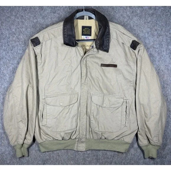Vintage Avirex A-2 Flight Jacket Army Air Forces Bomber Style Tan Leather Collar