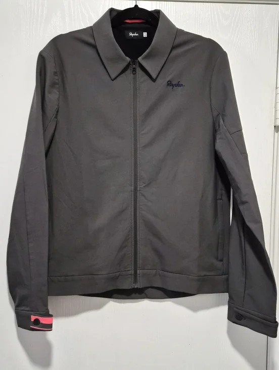 Rapha Mens Loopback Harrington Grey With Pink Lining Full Zip Jacket Size Small