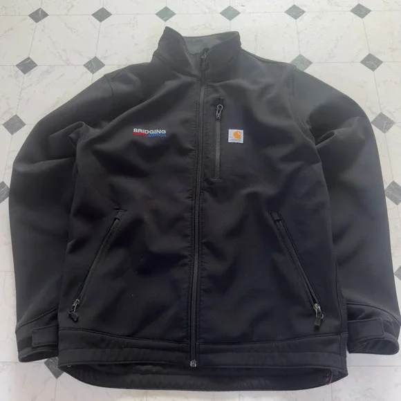 Carhartt Softshell Jacket Mens M Black Full Zip Fleece Lined Crowley Work Coat