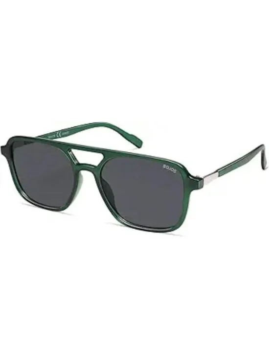 SOJOS Women Aviator Sunglasses Rectangle Sun Glasses Green Frame Grey Lens