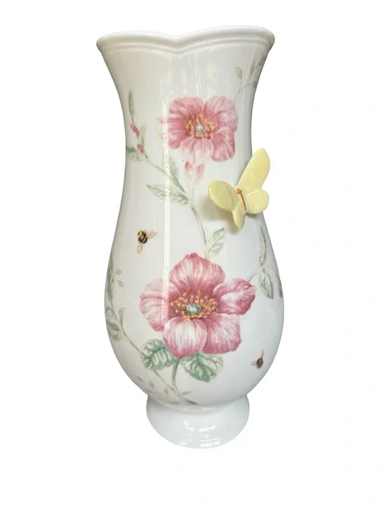 Lenox “Butterfly Meadow” Vase with Flower, Bee and Butterfly Accents 11”