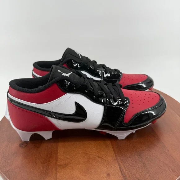 Nike Jordan 1 Low TD Red Black White Retro Football Cleats FJ6245-601 Mens 13.5