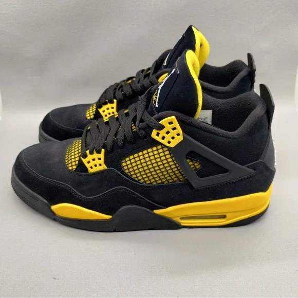 Air Jordan 4 Retro Thunder 2023 Black Yellow Mens Size 12 Nike Athletic Shoes