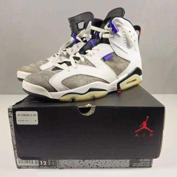 Air Jordan 6 Retro LTR Flint CI3125-100 Men's Size 12 White Concord 2018 w/ Box