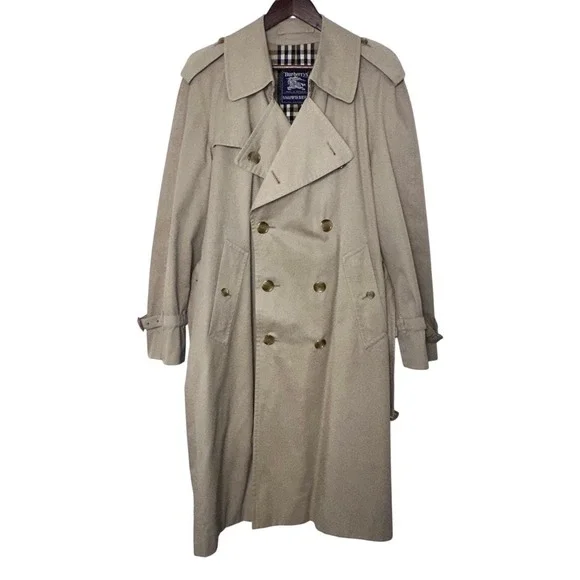 Burberrys Trench Coat 42 Long Khaki Good Vtg Nova Check Made in England‎ Classic