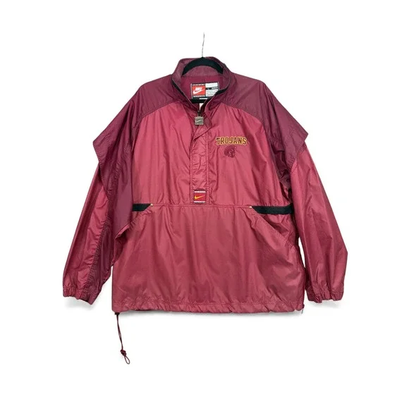 Vintage Nike Team Sports USC Trojans Jacket L Burgundy Gold Embroidered Y2K