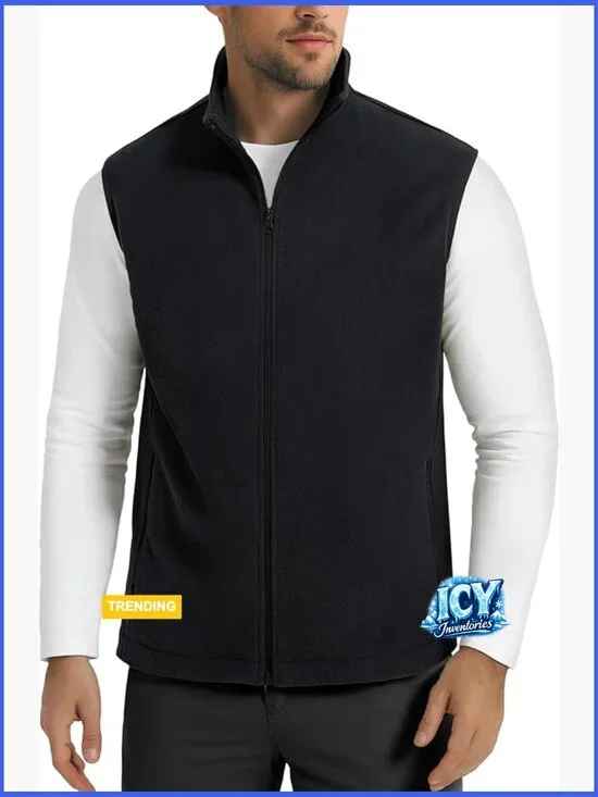 Men's Fleece Vest Lightweight Zip Up Winter Outerwear Polar Sleeveless Jacket