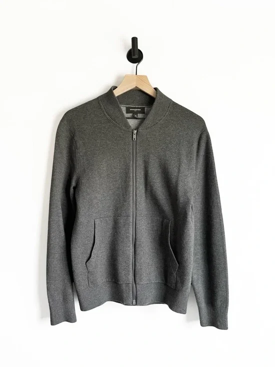 Banana Republic Factory Dark Grey Cotton Blend Bomber Jacket Mens S
