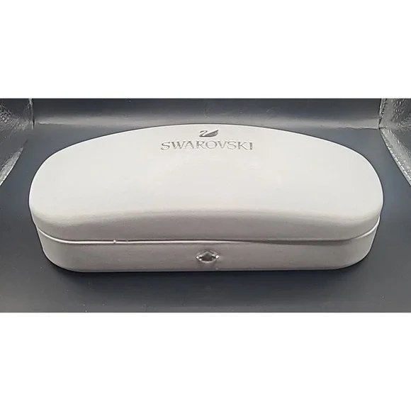 Swarovski Eyeglass Case ONLY White Good Hard Shell Swan Logo Protective