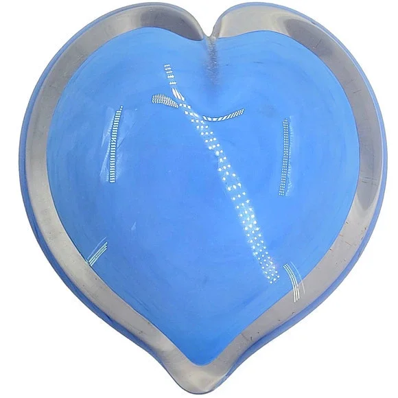Periwinkle Blue‎ Heart Glass Paperweight