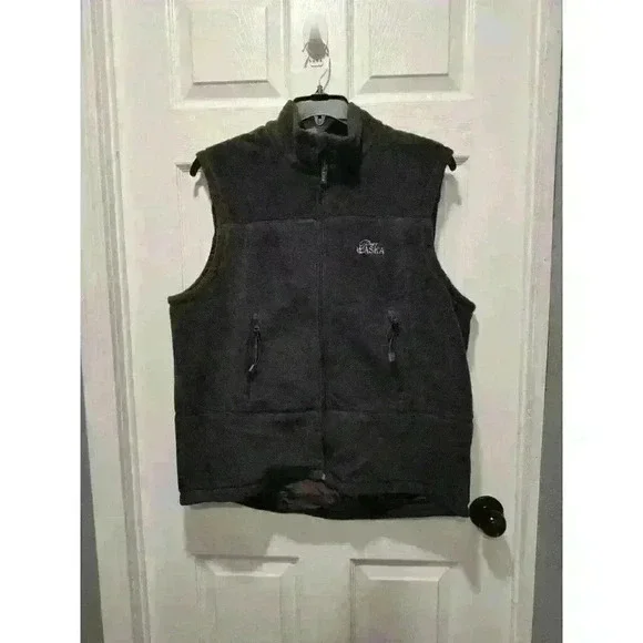 Pure Alaska Mens Charcoal Gray Fleece Full Zip‎ Vest Size LARGE