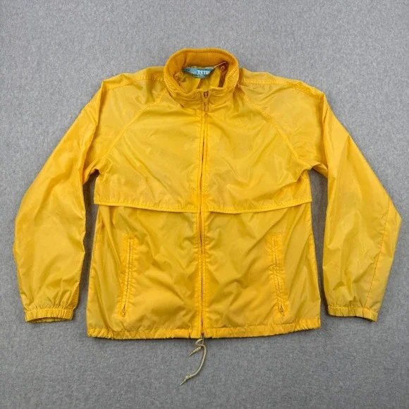 Vintage Woolrich Jacket Mens Medium Yellow Windbreaker Nylon Zip Up Teton Group