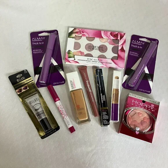 10-Piece Makeup Kit Milani Maybelline PF Almay CoverGirl Full Face Set New