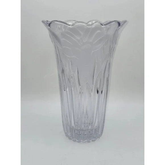 Mikasa Studio Nova Fluted Crystal Vase w/ Frosted Flowers