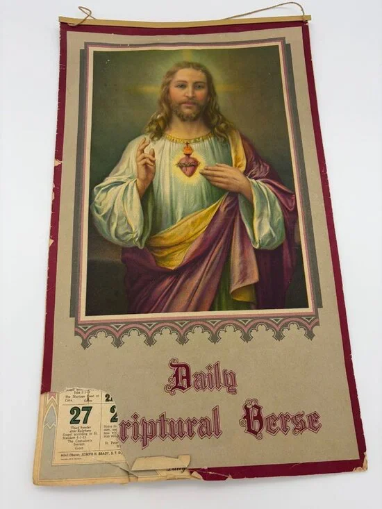 1957 Daily Scriptural Verse Calendar St Peters Church Syracuse NY Catholic Jesus