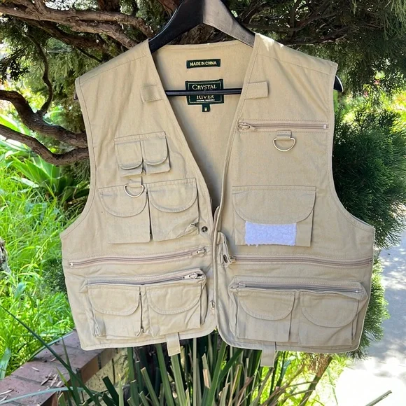 Crystal River Mens‎ size M fishing utility vest tan