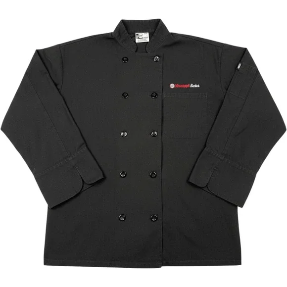 Uncommon Threads Mens Chef Coat Large Black Polyester Professional Kitchen Work