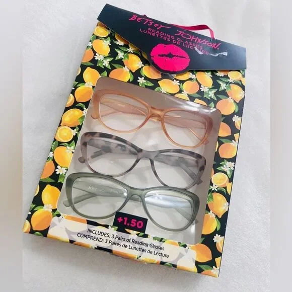 Betsey Johnson 1.50  Reading Glasses Set - Orange, Green ^ Tortoise