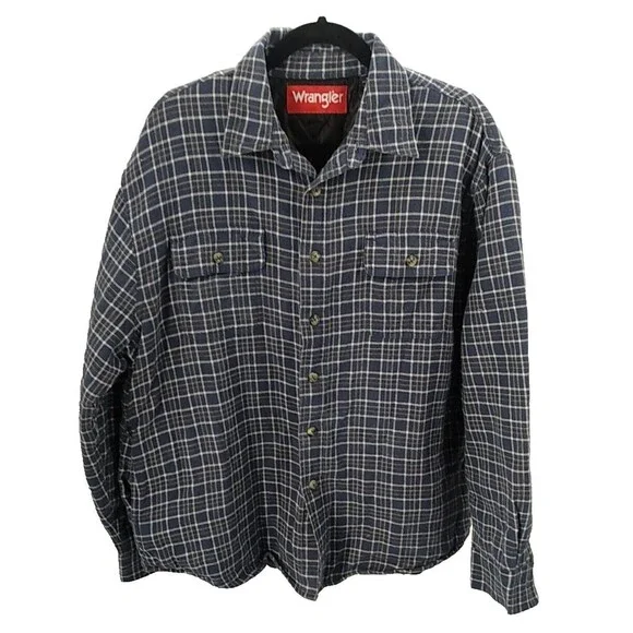 Wrangler's Men's Blue Plaid Long Sleeve Insulated Shirt Jacket Size L