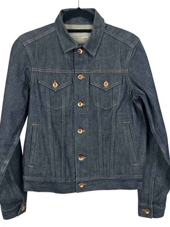 Gap 1969 Japanese Selvedge Men XS Tall Denim Trucker Jean Jacket Blue