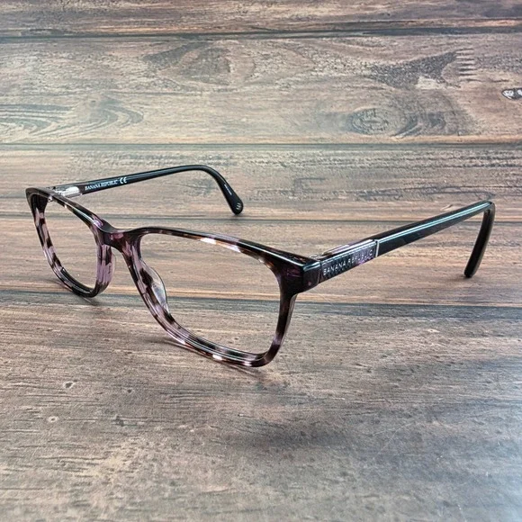 Banana Republic BR 207 HKZ Purple Tortoise Rectangular Eyeglasses‎ 50-16-135