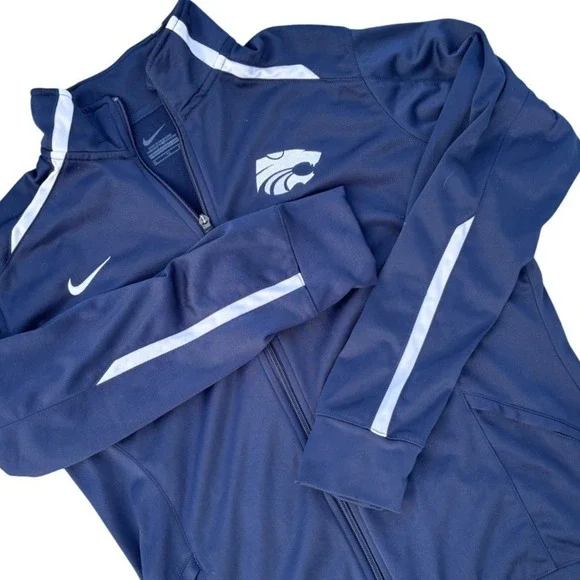 Nike Kansas State Wildcats Full Zip Track Jacket Navy Blue Mens Logo Size XL‎