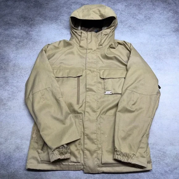 Burton Ronin Snowboard Jacket Mens Medium Tan Y2K Gorpcore Skater Hooded FLAWED*
