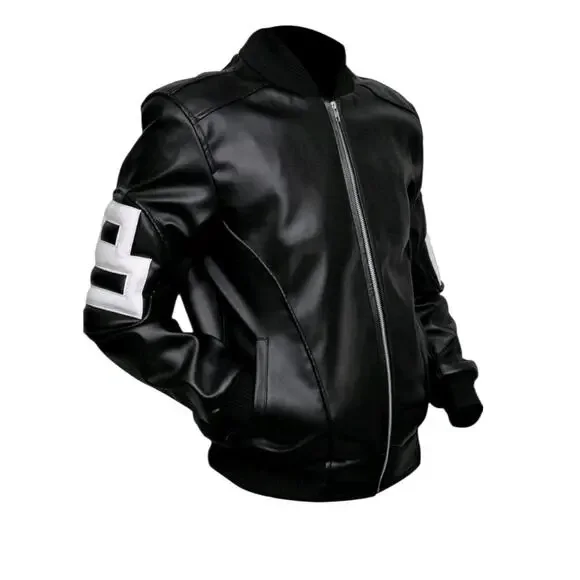 Men's New 8 Ball Pool Black Vegan Leather Bomber Jacket Seinfeld Michael Hoban
