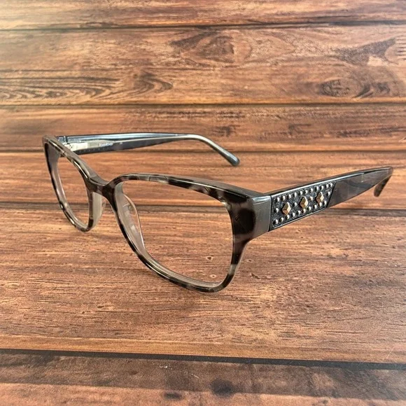 Bebe BB5148 Jet Animal Grey Tortoise‎ Cat Eye Eyeglass Studded Temples 52-16-135