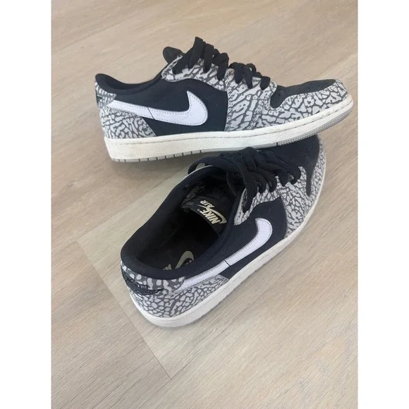 Air Jordan 1 Retro Low OG Black Elephant Print CZ0790-001 Mens 8.5 Sneakers