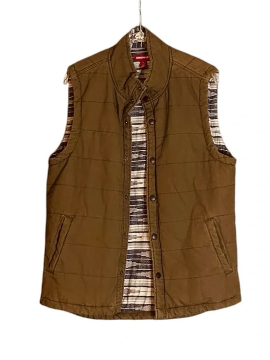 Unionbay M Quilted Vest Olive Brown Cotton Southwest Lining Utility Barn Fall