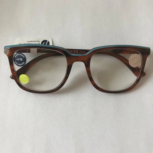 NEW Tortoise w/ Blue Accent Peepers Blue Light Filtering Glasses +1.75